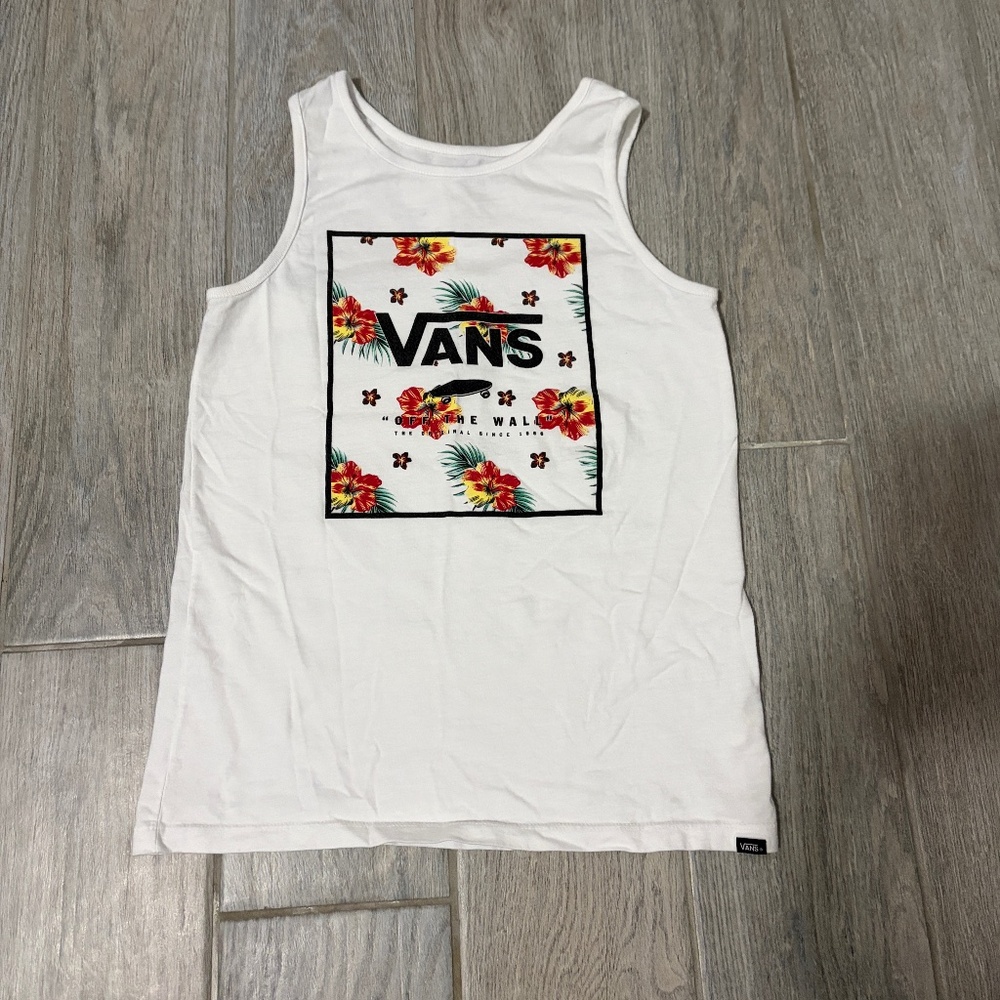 Girls/Junior Vans White/Floral Summer Tank Top - MEDIUM 10/12